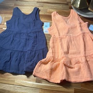 Bundle 2X Cat & Jack Toddler Girls' Tiered Tank👗Moxie Peach 3T & Smoky Lilac 2T